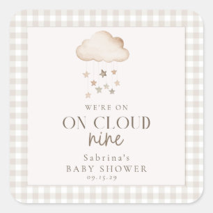 Cloud Nine Genderneutraal Baby shower Vierkante Sticker