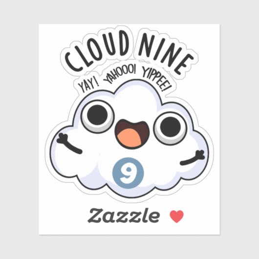 Cloud Nine Grappig Weer Pun Sticker (Vel)
