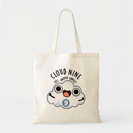 Cloud Nine Grappig Weer Pun Tote Bag (Voorkant)