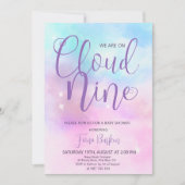 Cloud Nine Invitation Baby shower fille. (Devant)