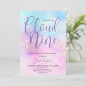 Cloud Nine Invitation Baby shower fille. (Debout devant)