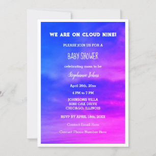Cloud Nine Meisje Baby shower Blauw Roze Kleurrijk Kaart