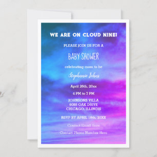 Cloud Nine Meisje Baby shower Kleurrijke Roze Blau Kaart