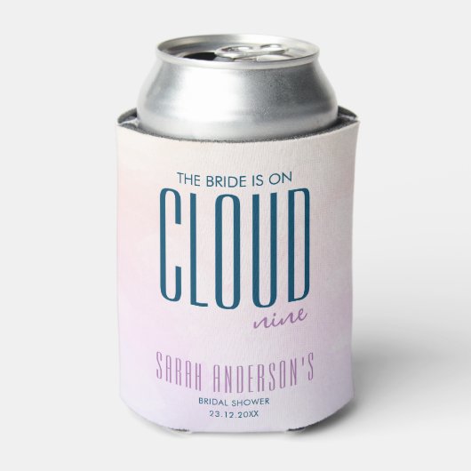 Cloud Nine Minimal Chic Paarse Blauwe Bruiloft Fee Blikjeskoeler (Blikje Voorkant)