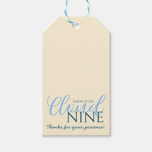 Cloud nine minimale moderne bruidsshower cadeaulabel (Voorkant)