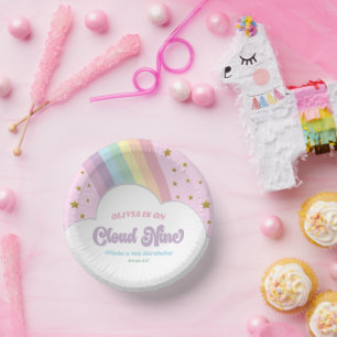 Cloud Nine Regenboog en Sterren 9e Verjaardagsfees Papieren Kommen