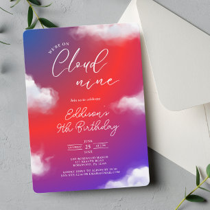Cloud Nine Sky 9th Birthday Party Invitation