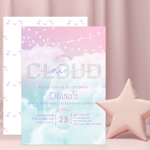 Cloud Nine Slaapfeest Uitnodiging – 9e Verjaardag
