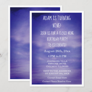 Cloud Nine Verjaardag Jongens Meisjes 9e Blauwe Ku Kaart