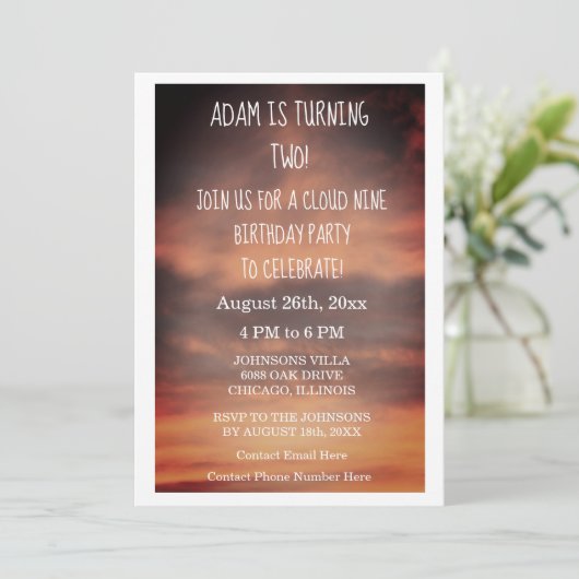 Cloud Nine verjaardagsfeestje 2e twee aangepaste l Kaart (Staand voorkant)