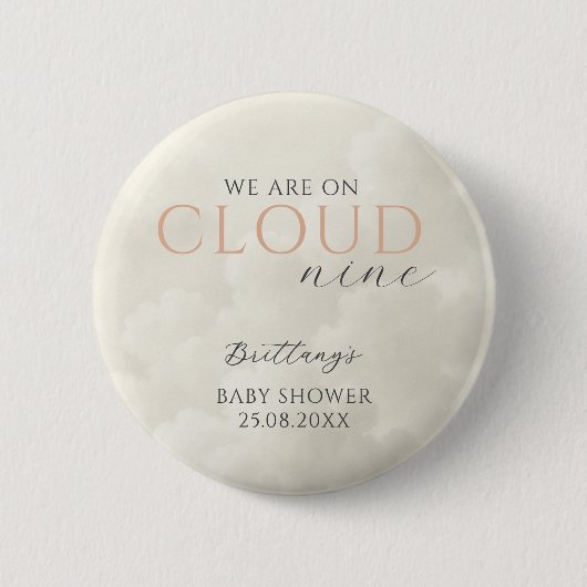 Cloud Nine White Clouds Baby shower Ronde Button 5,7 Cm (Voorkant)