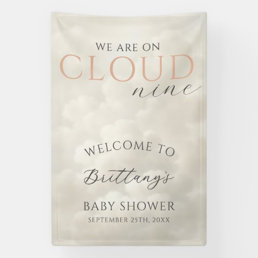 Cloud Nine Wolken Baby Shower Welkom Spandoek (Verticaal)