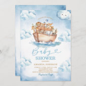 Cloud Noah's Ark Light Blue Baby Shower Kaart (Voorkant / Achterkant)