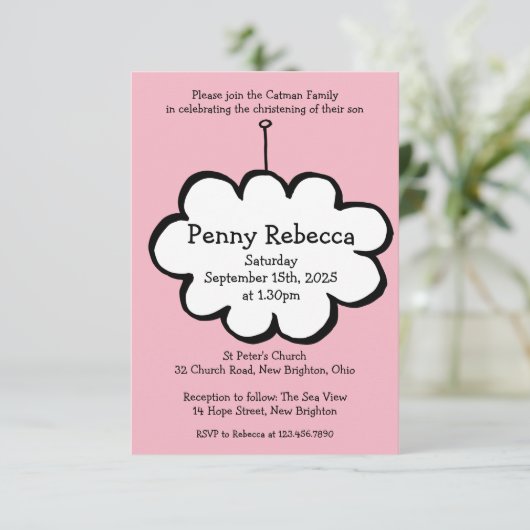 Cloud on a String Uitnodiging (Staand voorkant)