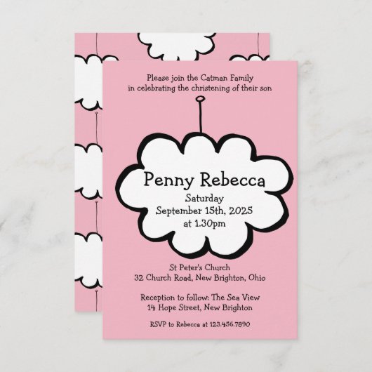 Cloud on a String Uitnodiging (Voorkant / Achterkant)