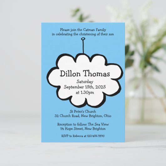 Cloud on a String Uitnodiging (Staand voorkant)