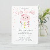 Cloud Raindrops Pink Girl Sprinkle Invitation (Debout devant)