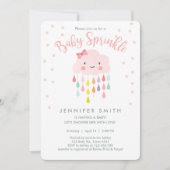 Cloud Raindrops Pink Girl Sprinkle Invitation (Devant)