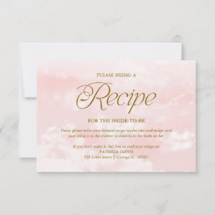 Cloud Roze Gouden Bruiloftsrecepten Verzoekkaart Kaart