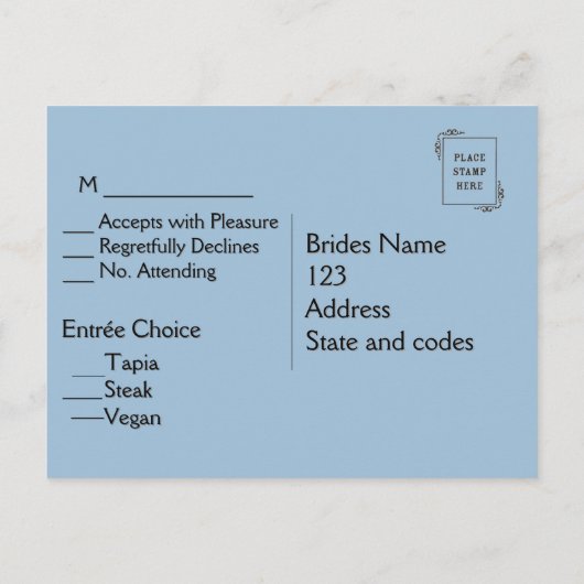 Cloud RSVP met menuopties Uitnodiging Briefkaart (Achterkant)