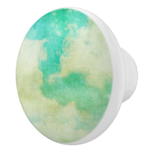 Cloud sky painting blauwgroen crème look keramische knop (Rechts)