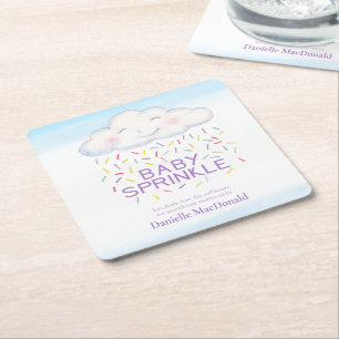 Cloud snoep baby strooien kleurrijke waterverf kun vierkante kartonnen onderzetter