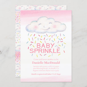 Cloud snoep strooit roze waterverf baby shower kaart