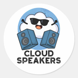 Cloud Speakers Funny Weather Pun Ronde Sticker