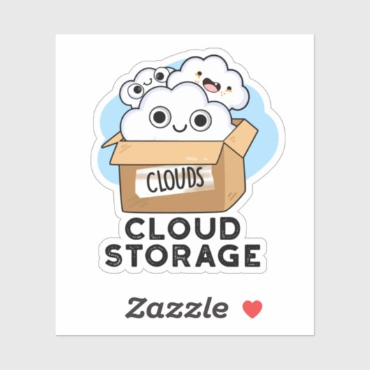 Cloud Storage Funny Weather Technology Pun Sticker (Vel)