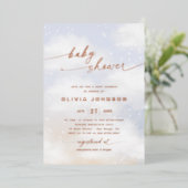 Cloud Theme baby shower Folie Uitnodiging (Staand Voorkant)