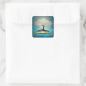 Cloud Tree & Open Book Vierkante Sticker (Tas)