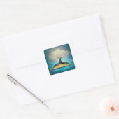 Cloud Tree & Open Book Vierkante Sticker (Envelop)
