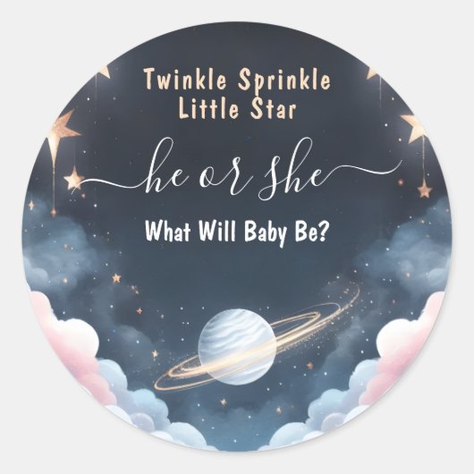 Cloud Twinkle Little Star Genderonthulling Ronde Sticker (Voorkant)