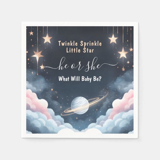 Cloud Twinkle Little Star Genderonthulling Servet (Voorkant)