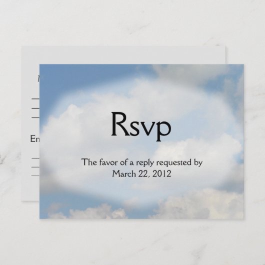 Cloud Wedding RSVP Uitnodiging Briefkaart (Voorkant / Achterkant)