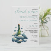 Cloud wijn bruids douche uitnodiging (Staand voorkant)