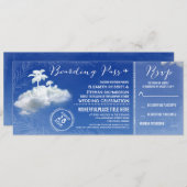 Clouds Beach Boarding Pass Wedding Tickets Uitnodi Kaart (Voorkant / Achterkant)
