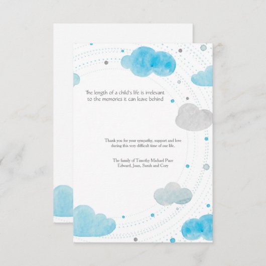 Clouds Bereavement - Hartelijk dank Bedankkaart (Voorkant / Achterkant)