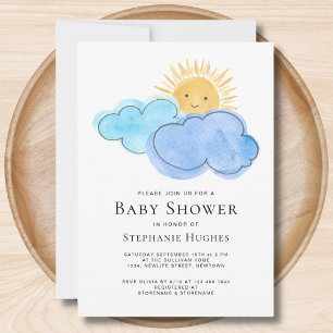Clouds Boy's Baby shower Invitation Kaart