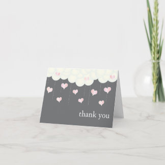 Clouds & Coeurs Baby Girl Carte de remerciements