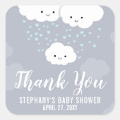 Clouds Couples Baby shower Boy Dank je Vierkante Sticker (Voorkant)