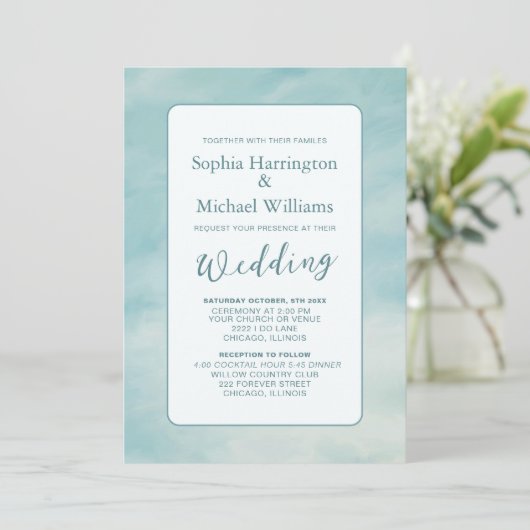 Clouds Digital Faire-part de mariage QR Code Ether (Debout devant)