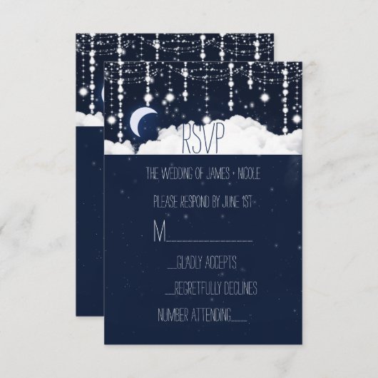 Clouds & Étoiles Étincelle Mariage Céleste Carte R (Devant / Derrière)