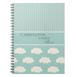 Clouds Jouw naam Polka Dots Green Notitieboek