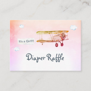 *~* Clouds  Plane Banner Baby Diaper Raffle Informatiekaartje