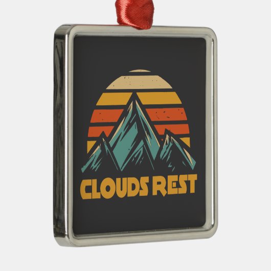 Clouds Rest Mountain Yosemite Retro Turquoise Metalen Ornament (Rechts)