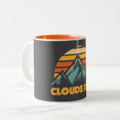 Clouds Rest Mountain Yosemite Retro Turquoise Tweekleurige Koffiemok (Voorkant links)