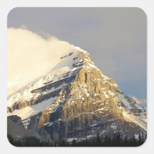 Clouds Roll off Snowy Mountain in Canada Vierkante Sticker