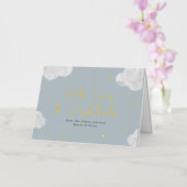 Clouds Stars Blue Grey Boy Baby shower Bedankt Folie Wenskaart (Orchidee)