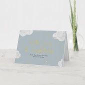 Clouds Stars Blue Grey Boy Baby shower Bedankt Folie Wenskaart (Voorkant)